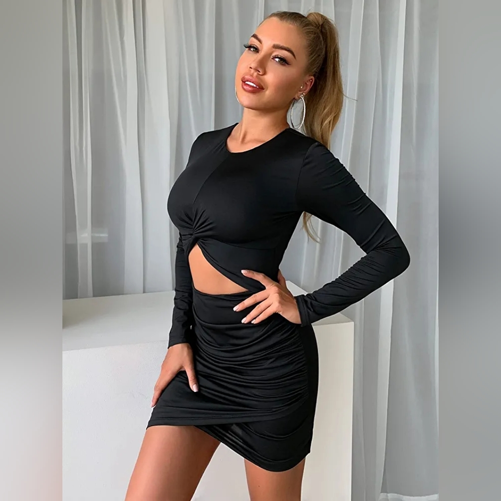 Sexy Bodycon Twist Knot Front Cutout Mini Dress Size small